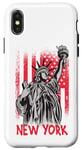 Coque pour iPhone X/XS New York Statue de la Liberté Drapeau USA Big Apple NYC