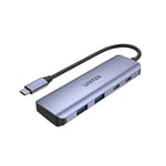 UNITEK Aluminium 4 en 1 USB 3.2 Gen1 Transfert de données 5 Gbps Câble intégré 15 cm avec connecteur USB-C 4 Ports 2 x USB-C 2 x USB-A Plug and Play Couleur Gris sidéral Recommandé pour Les MacBooks