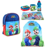 Super Mario Set 6 Pièces Sac à Dos, Sac Sport, Brot Canette, Boîte École