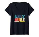 Womens Cool Holy Bible Book V-Neck T-Shirt