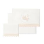 Interbaby - Parure de lit bébé 100% Coton pour Voiture/couffin/couffin - Guipure Ours Lune Ensemble 3 pièces, Drap-Housse + Drap Plat + taie d'oreiller - Fabriqué en Espagne