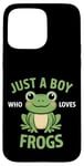 Coque pour iPhone 15 Pro Max Juste un garçon qui aime les grenouilles, de jolis garçons illustrés de grenouilles