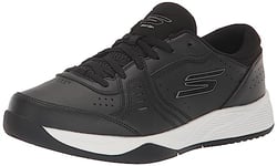 Skechers Men's Viper Court Smash-Athletic Indoor Outdoor Pickleball Shoes | Relaxed Fit Sneakers, Black/White, 9 UK X-Wide