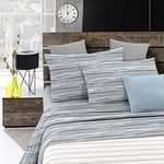 Italian Bed Linen Parure de lit « Emotion » Onde Bleu, 1 Place et Demi