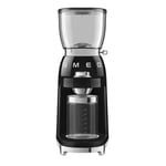 SMEG Retro 50's Style CGF11BLUK Coffee Grinder  In Black,  30 grinding levels.