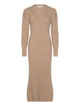 Vmangalina Ls V-Neck 7/8 Knit Dress Vma Beige Vero Moda