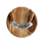 Cole & Mason Ashden Mezzaluna and Round Chopping Board Set, Herb Chopper Rocker/Fresh Herb Cutter/Serving Board, Acacia Wood/Stainless Steel, Not Suitable for The Dishwasher