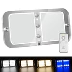 URAQT Intérieur de la lumière de RV, 12V Lumières Intérieure à LED Lampe Eclairage, 72 LED 800LM 6W, Interrupteur à Distance, Dimmable 4 Températures de Couleur pour Camping-Car,Caravane.