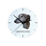 Greyhound, engelsk vinthund - geometrisk väggklocka med foto och inskription av märket Art-Dog