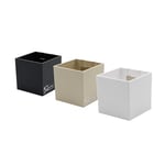 KalaMitica - Lot de 3 cubes magnétiques 6,5 cm - Noir, ivoire, blanc - Boîtes de rangement ou porte-pots magnétiques avec aimant puissant pour tableaux magnétiques muraux