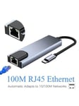 USB C -keskittimen moniporttinen sovitin, 5-in-1 USB C - Ethernet -keskittimeen, USB C - HDMI -sovitin HDTV:llä, Ethernet-portti, USB 3.0 -portti, PD-lataus Yhteensopiva MacBook Pron/Airin, IPad Pron, IMacin, XPS:n ja muiden kanssa - Harmaa