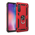 TiHen Coque Xiaomi Mi 9 avec Aimant Anneau Support, 360° Double Couche Renforcée Défense Bumper Antichoc Armure Housse Etui avec Protection écran pour Xiaomi Mi 9, Rouge