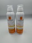 2x La Roche Posay SPF50+ Ultra-Light Anthelios 200ml Invisible mist Water-resist