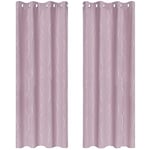 Deconovo Lot de 2 Occultant Rideaux Thermique Anti Froid Solide Argenté Motif avec Oeillets Isolant Rideaux Salon Design Moderne 117 x 183 cm Rose Pale