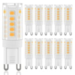 G9 LED-lampor Varmvitt, 3W, 300LM, 3000K, Ersättning 30W G9 Halogenlampa, Flimmerfri Ej Dimbar för Belysningsdekor, Krona, 10-pack