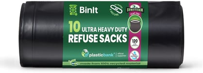 BIN IT 10 Ultra Heavy Duty, 120 Litre XL Refuse Sacks, Bin Bags, Bin Liners, 60