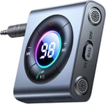 2024 Adaptateur Bluetooth Voiture,[Bass & HiFi Stéréo] Bluetooth 5.4 Jack Récepteur Bluetooth Jack avec Doppi Micro Intégré Kit Main Libre Voiture Bluetooth pour Stéréo,Câble Jack Inclus(Q123)