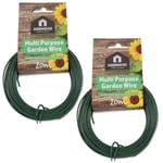 2x Pvc Coated Gardening Wire Reels 40m X 2mm Fence Tie Outdoor Allotment Sapling