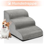 TolleTour Escalier pour Chien Chat Échelle pour Chien en Éponge de Haute Densité Rampe Élargie pour Chien en Pente Douce à 3 Marches 56x40x35cm (gris)