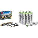 LEGO City - Le Train de passagers télécommandé - 60197 - Jeu de Construction & Amazon Basics Lot de 12 Piles Rechargeables Ni-MH Type AAA 800 mAh