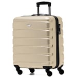 Flight Knight Bagage Cabine Leger a 4 Roues en ABS Approuve par Plus De 30 Compagnies Aeriennes, Dont Air France et easyJet Grand Sac De Cabine - 56x45x25cm (TSA) Champagne/Noir