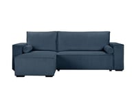 LOUNGITUDE - canapé d'angle Convertible réversible Velours cotelé Bleu foncé