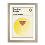 Book Cover The Great Gatsby F. Scott Fitzgerald Modern Framed Wall Art Print, Ready to Hang Picture for Living Room Bedroom Home Office Décor, Oak A2 (64 x 46 cm)