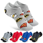 DC Comics Invisible Socks Men - Pack of 5 Summer No Show Socks Men, Teenagers Batman Superman Size 8-11 Trainer Socks (Multi, 7.5-11.5 UK)