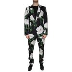 DOLCE & GABBANA Suit Black Rose Cotton Men Formal 2 Piece EU50/US40/L 3680usd