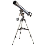 Celestron 21064 AstroMaster 90EQ Refractor Telescope - includes Two Eyepieces, Erect Image Diagonal, Height-adjustable Tripod and Deluxe Accessory Tray, Dark Blue