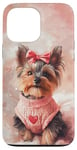 iPhone 13 Pro Max Aesthetic Pink Christmas Yorkshire Terrier Holiday Xmas Case