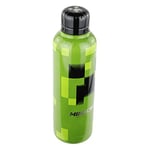 POS 34023 Gourde en acier inoxydable au design Minecraft à double paroi anti-fuite pour boissons gazeuses Idéal pour déguster des boissons chaudes et froides à l'école, le sport et les loisirs Vert