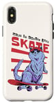 Coque pour iPhone X/XS Just Skate Fun Planche de skateboard rétro Motif chat Rouge