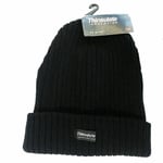 Hat Thinsulate Chunky 3m Fleece Beanie Hat Thermal Ski Mens Womens Adults Black