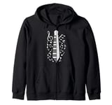 Piano Player Pianist Keyboard Music Notes Piano Tie Zip Hoodie