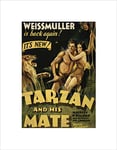 Wee Blue Coo Ad Movie Film Tarzan Mate Jane Weissmuller Jungle Lion Wall Art Print