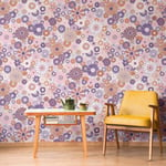 A.S. Création Retro 70's Daisy Floral Wallpaper Purple/Orange/Pink/Cream Retro Chic 395351 8.50m x 0.53m Paste The Wall