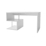 Bureau Dmorisc, Bureau PC Linéaire, Table de bureau polyvalente, Bureau multi-positions, 140x60h78 cm, Blanc brillant