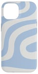 iPhone 14 Retro Liquid Light Blue And White Swirl Aesthetic Striped Case