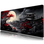 Riverside sous-Main de Bureau Japonais Pleine Lune Noir et Rouge Grand Tapis de Souris de Jeu XXL étendu 80 x 30 cm pour Ordinateur Portable et décoration de Bureau