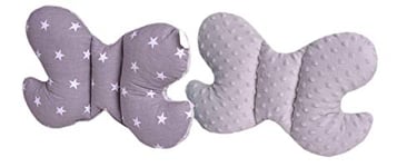 Medi Partner Oreiller pour bébé Papillon 100% coton en peluche Minky pour enfant soutien du cou pour voiture poussette voyage sommeil oreiller cervical rouleau de répétition