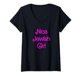 Womens Nice Jewish Girl Birthday Mother's Day Hanukkah V-Neck T-Shirt