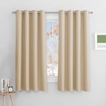 PONY DANCE Rideau Occultant - Rideaux et Draperies avec Oeillets Décoration de Fenêtre Isolation Thermique pour Cuisine Maison Économie d'énergie, L 132 sur H 158 cm, Jaune Beige, 2 PCs