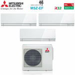 Mitsubishi - electric trial split inverter air conditioner series kirigamine zen white msz-ef 7+7+18 with mxz-3f54vf r-32 wi-fi integrated colour