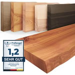 LAMO Manufaktur Étagère murale en bois massif, bord irrégulier, étagère flottante PURE, sans fixations, sans trous, Foncé 50cm, LW-01-A-004-50