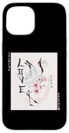 Coque pour iPhone 15 Art Japonais Grue Oiseau Fleur Cerisier Bloc de Bois Art Japonais