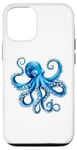 Coque pour iPhone 15 Pro Poulpe bleu cool pour amoureux de la mer, de l'océan, des tentacules