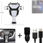  For POCO F5 Pro Airvent mount + CHARGER holder cradle bracket car clamp