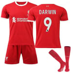 23/24 Barn Hemma Borta Full Kit Pojke Män Kostym Strip Strumpor Kort skjorta liverpool 23/24 home kit #9 adult m