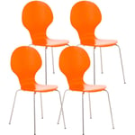 Décoshop26 - Lot de 4 chaises de cuisine salle à manger empilables dossier arrondi en bois orange et métal chromé 100003178